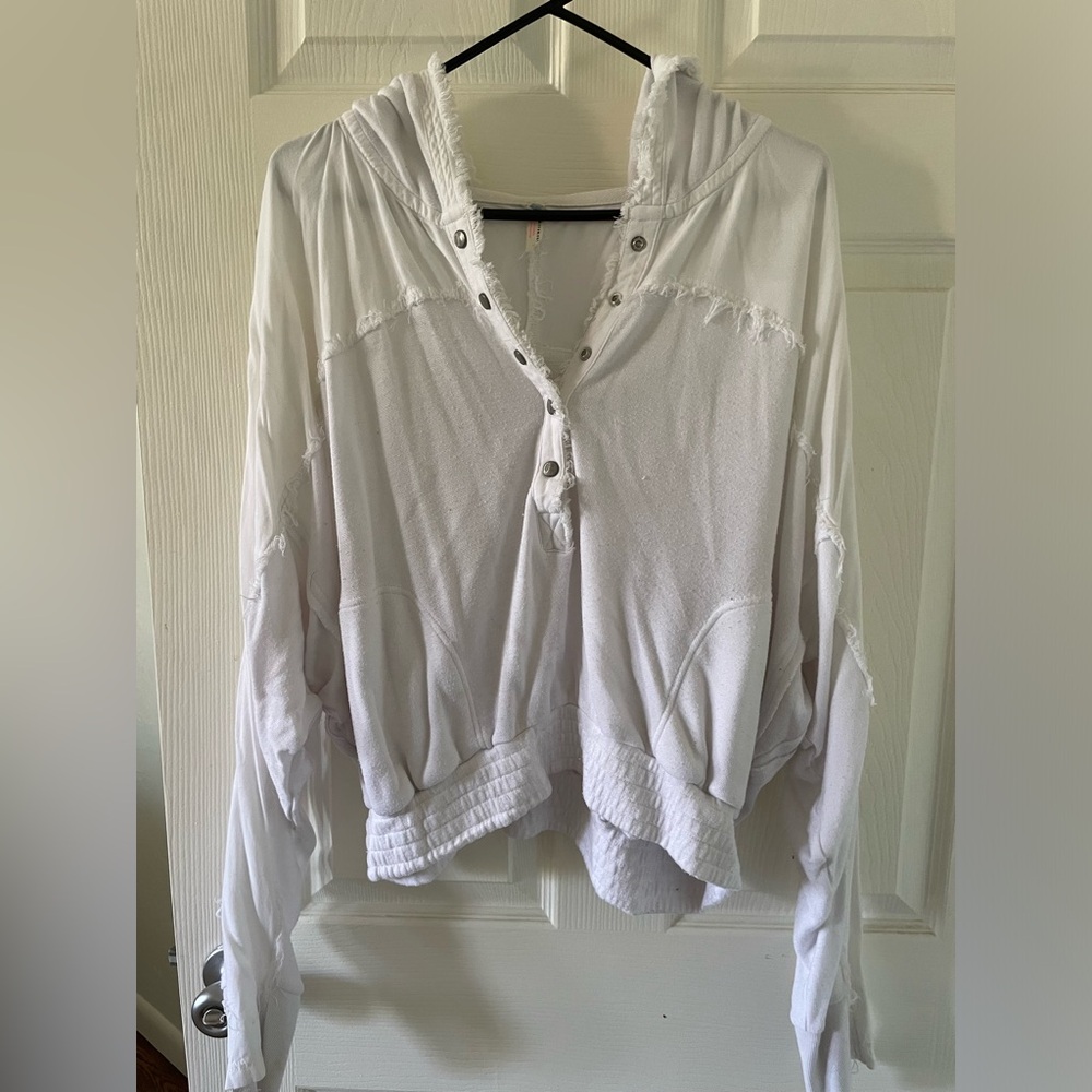 FP Movement white gauzy hoodie
